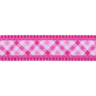 Obojok RD 25 mm x 41-63 cm - Gingham Hot Pink