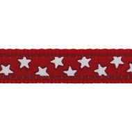 Obojok RD 15 mm x 24-37 cm - Stars White on Red