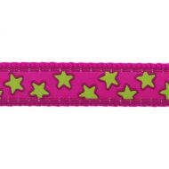 Obojok RD 12 mm x 20-32 cm - Stars Lime on Hot Pink