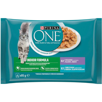 Purina ONE Indoor Formula tuňák telecí 4 x 85 g