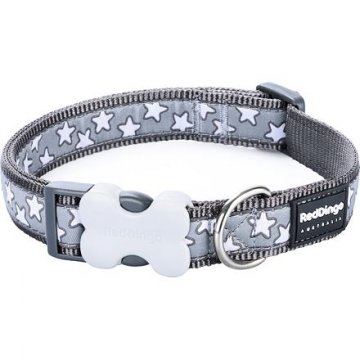 Obojok RD 12 mm x 20-32 cm - Stars White on Grey