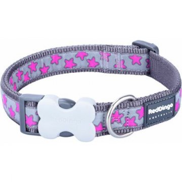 Obojek RD 20 mm x 30-47 cm - Hot Pink Stars on Grey