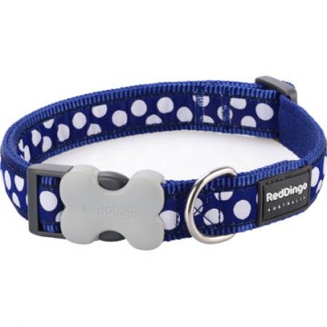 Obojok RD 20 mm x 30-47 cm - White Spots on Navy