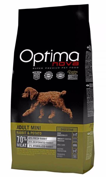 OPTIMAnova Dog Adult Mini Digestive Rabbit & Potato GF 8 kg