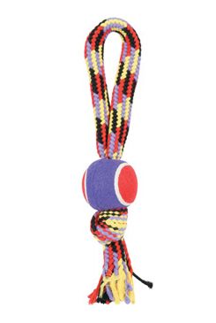 Hračka pes TENNIS BALL ROPE s rukoväťou 40cm Zolux