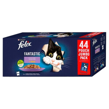 Felix Fantastic s hovězím kuřetem lososem a tuňákem v želé 44 x 85 g