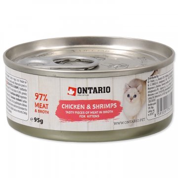 Konzerva ONTARIO Kitten Chicken Pieces + Shrimp 95g