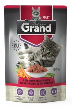 GRAND kaps. deluxe mačka 100% hovädzie sa zel.100g