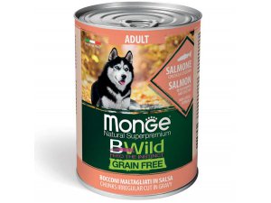 MONGE BWILD GRAIN FREE Adult Lososové kúsky v omáčke s tekvicou a cuketou 400g