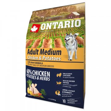 ONTARIO Dog Adult Medium Chicken & Potatoes & Herbs 2,25kg