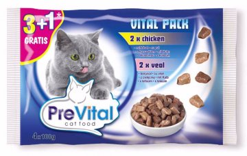 PreVital kočka kuře a telecí, kapsa 100 g (4 pack)