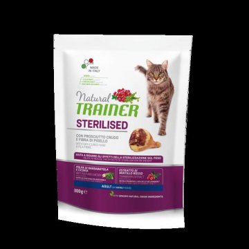 TRAINER Natural Cat STERILISED sušená šunka 300g