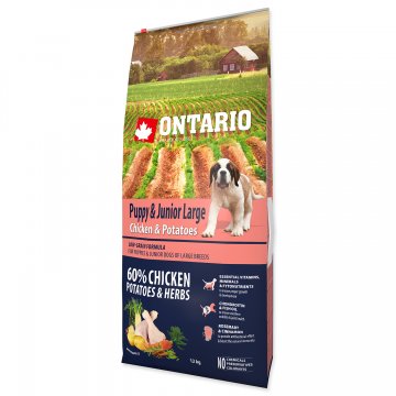 ONTARIO Puppy & Junior Large Chicken & Potatoes & Herbs 12kg