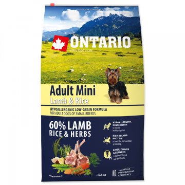 ONTARIO Dog Adult Mini Lamb & Rice 6,5kg